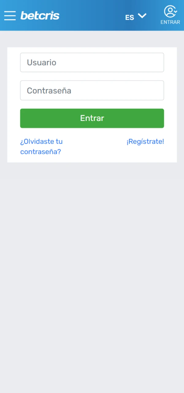 Conéctese a su cuenta Betcris.