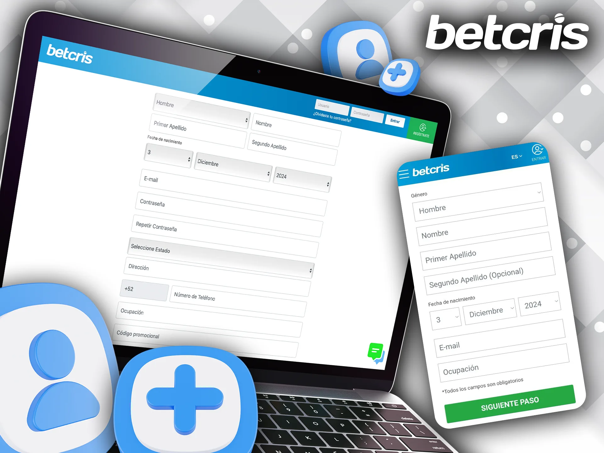 Inscripción rápida y fácil en Betcris México.